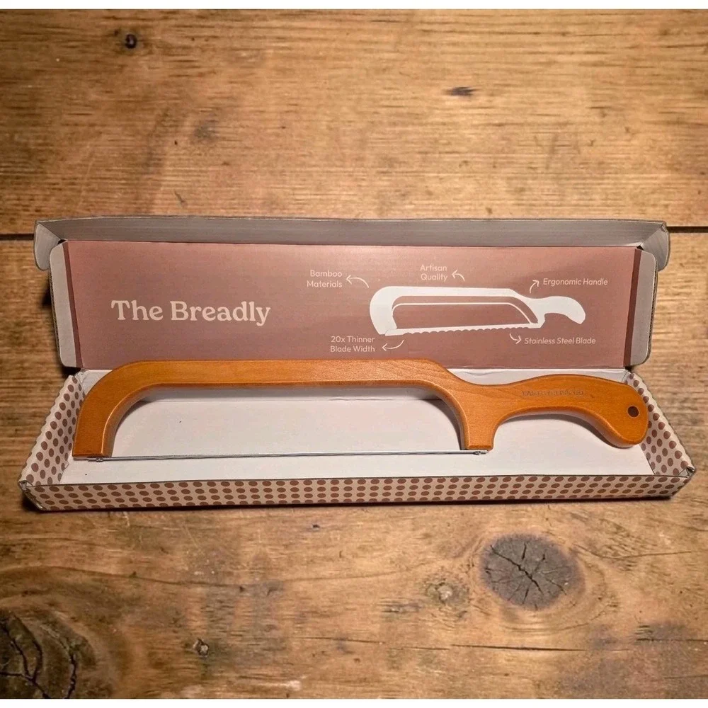 Earthly Bliss Breadly Bread Bow Knife Bamboo Handle & Stainless Steel‎ Blade